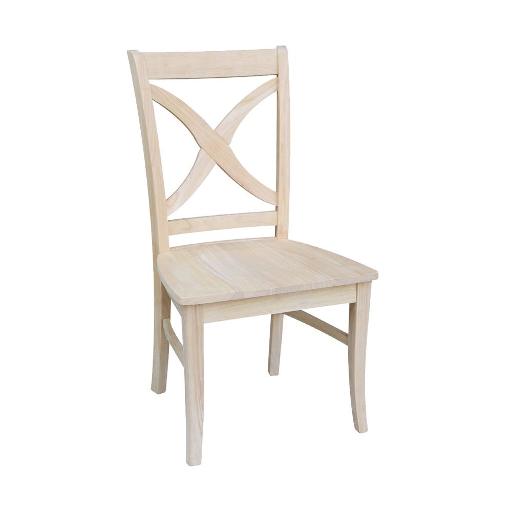 Set of Two Vineyard Curved X Back Chairs, Unfinished. Picture 8