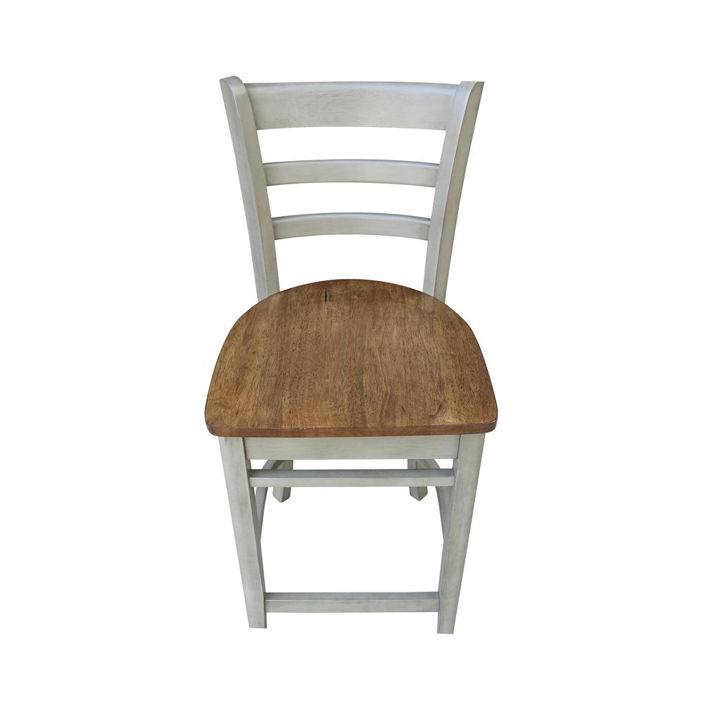 Emily Counterheight Stool - 24" Seat Height, Hickory/Stone. Picture 2