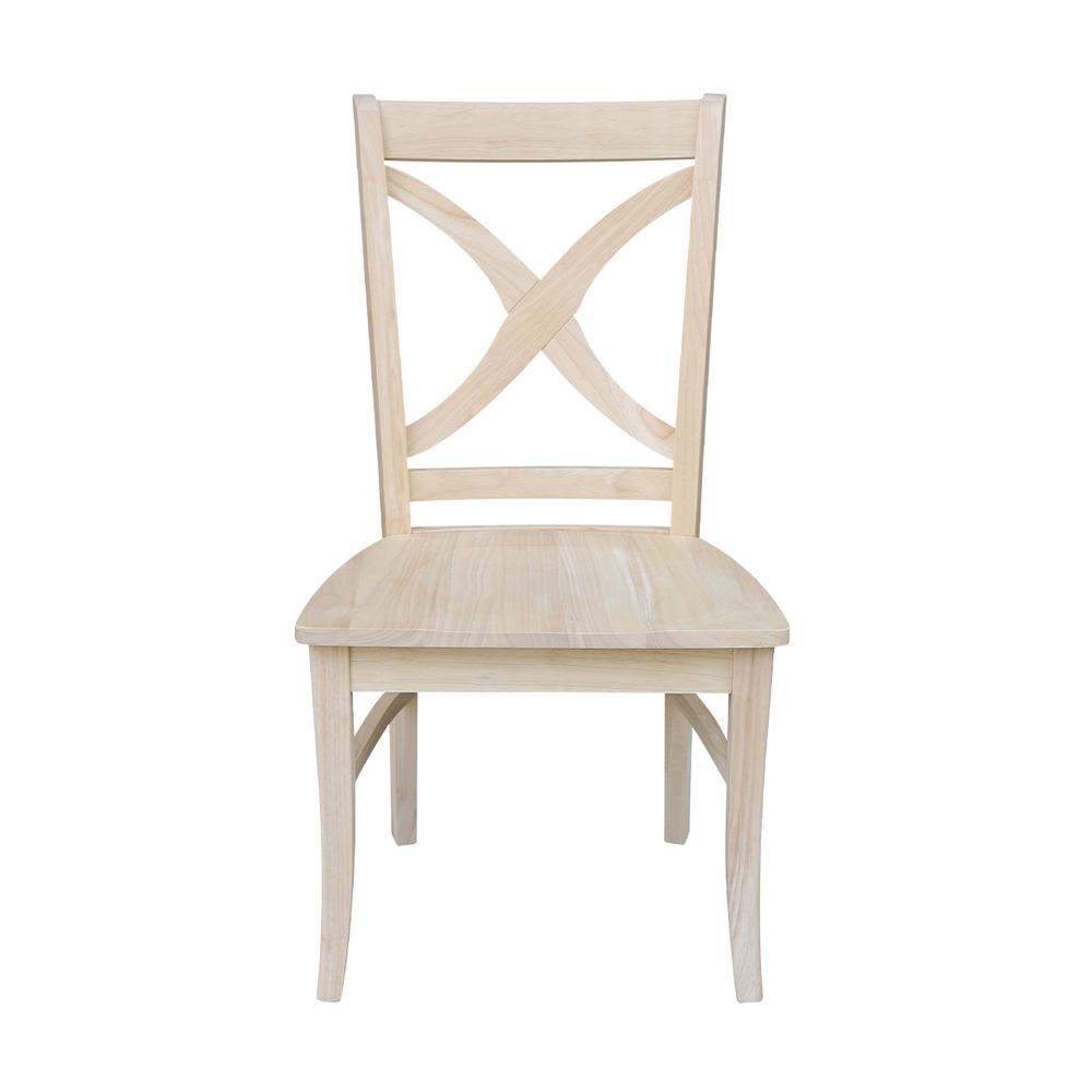 Set of Two Vineyard Curved X Back Chairs, Unfinished. Picture 6
