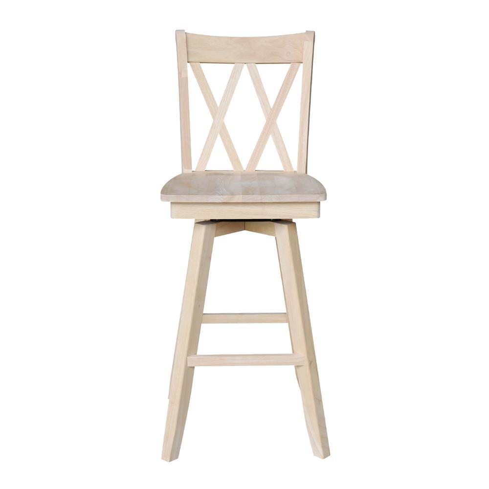 Double "X" Back Bar height Stool - With Swivel And Auto Return - 30" Seat Height , Unfinished. Picture 7