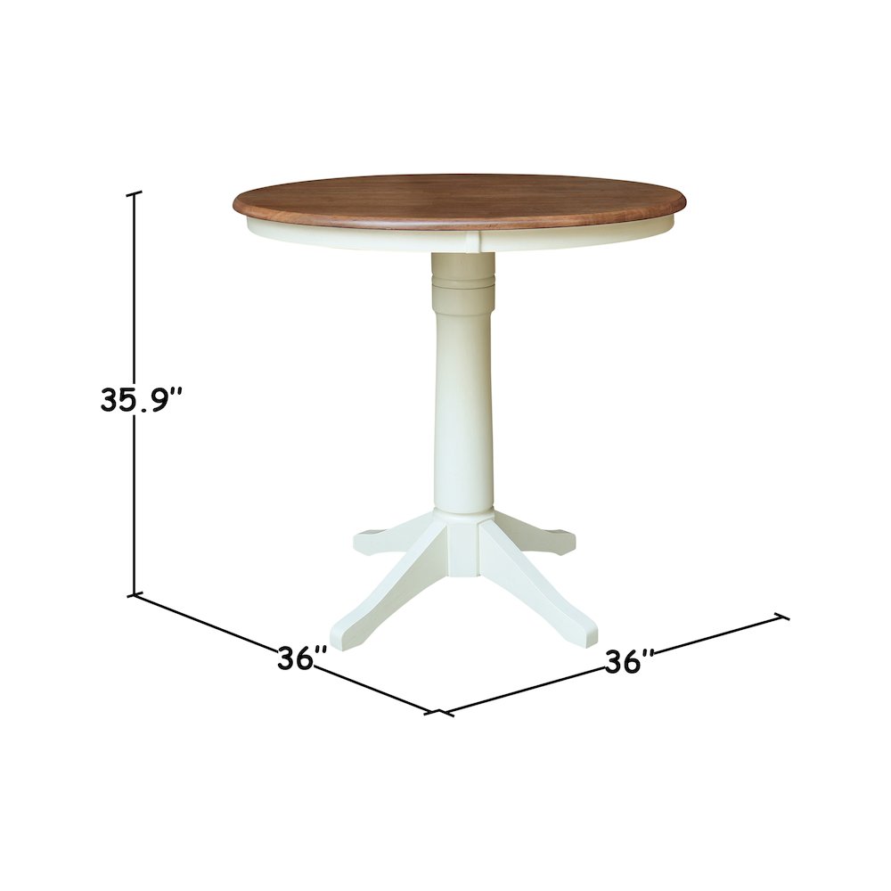 36" Round Top Pedestal Dining Table - 35.9" Height. Picture 5