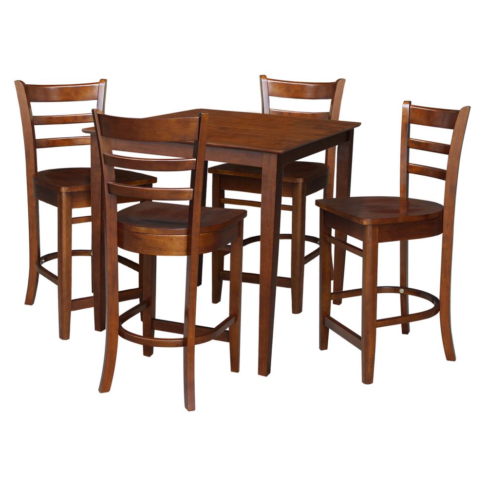 36" x 36" Counter Height Table with 4 Emily Counter Height Stools - 5 Piece Set. Picture 2