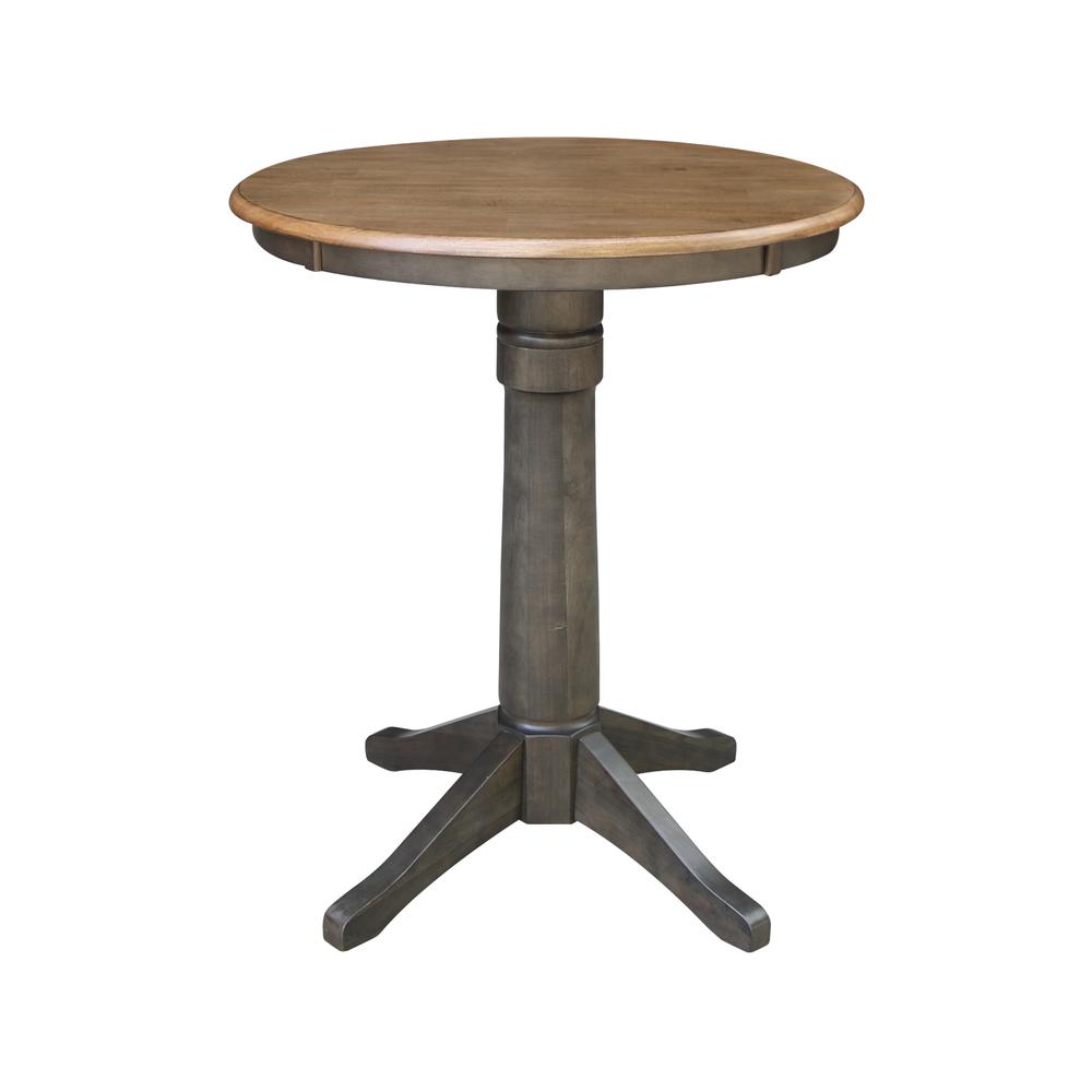 30" Round Pedestal Gathering Height Table With 2 San Remo Counter Height Stools. Picture 4