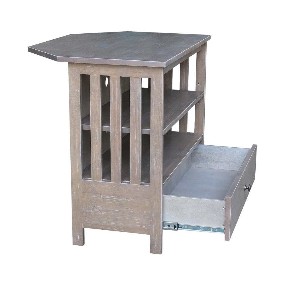 Mission Corner TV Stand, Washed Gray Taupe. Picture 5