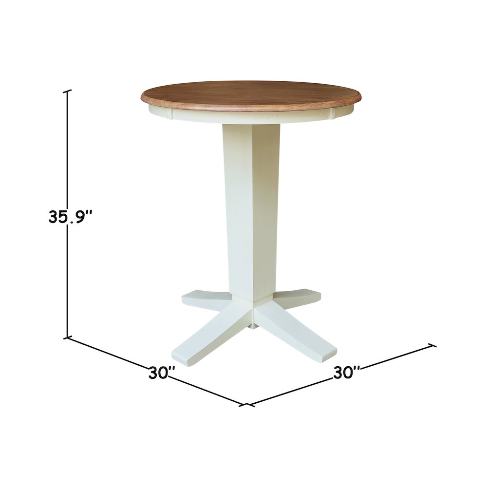 30" Solid Wood Round Top Pedestal Dining Table - 35.9" High. Picture 4