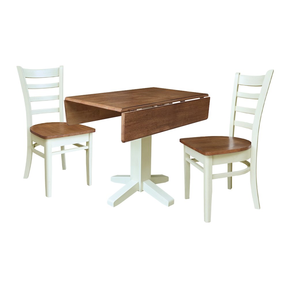 36" Square Dual Drop Leaf Dining Table with Two Chairs. Picture 2