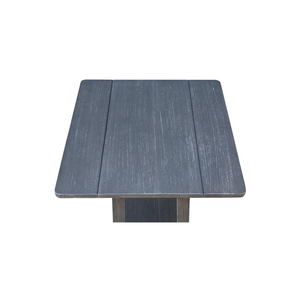 Solid Wood Square Drop Leaf Side Table in Antique Washed Heather Gray. Picture 8