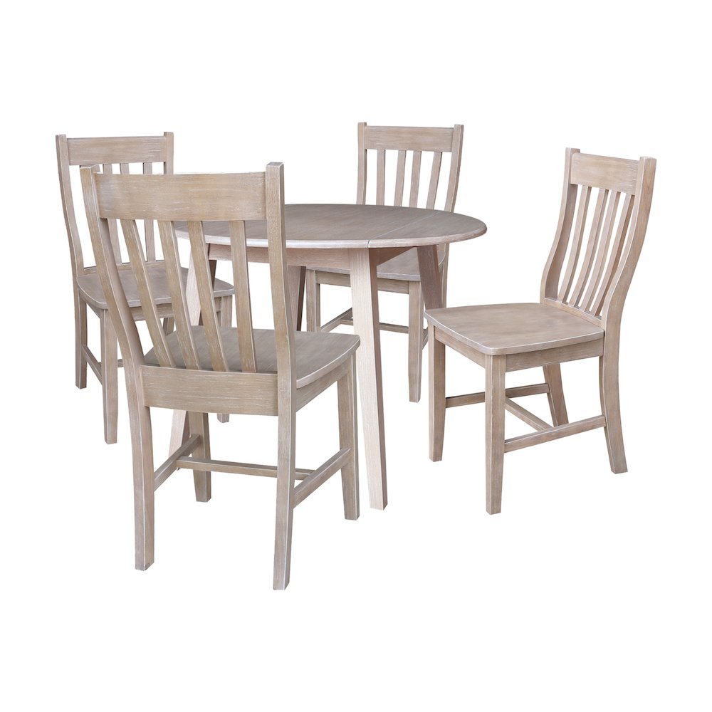 42" Round Dual Drop Leaf Dining Table with 4 Chairs. Picture 1