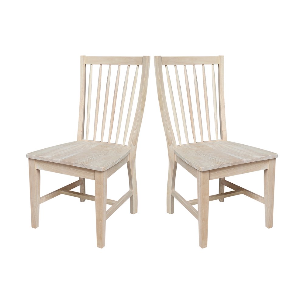 Set of Two Solid Wood Audrey Dining Chairs, Unfinished. Picture 1