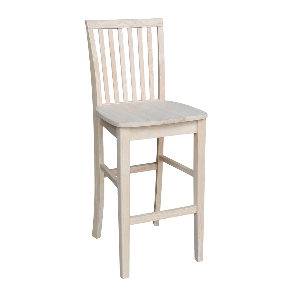 Mission Bar height Stool - 30" Seat Height , Unfinished. Picture 8
