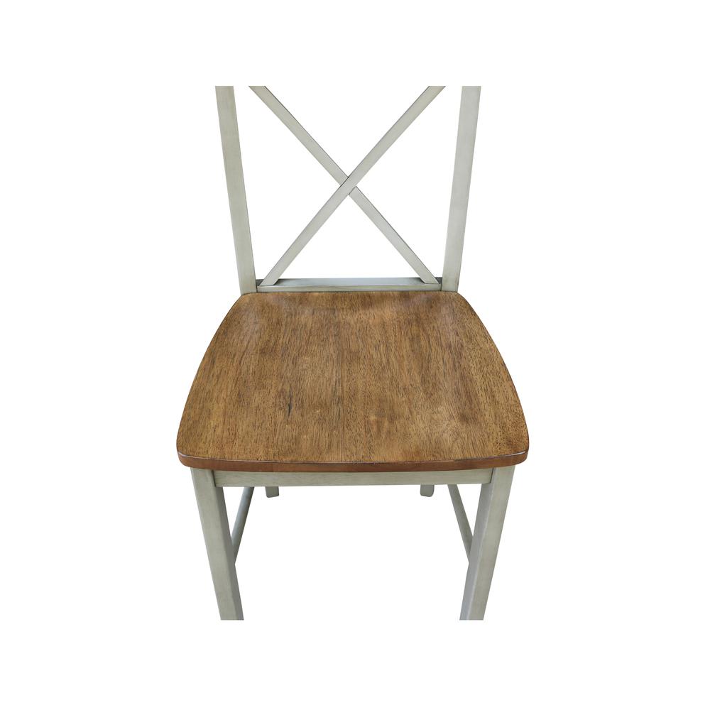 X-back Counterheight Stool - 24" Seat Height, Hickory/Stone. Picture 2