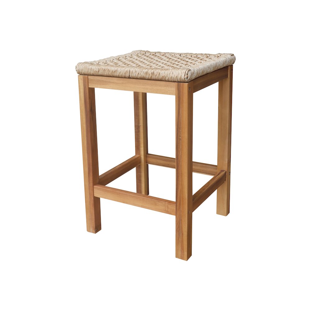 Outdoor Set of Two Stools with Wicker Seats. Picture 1
