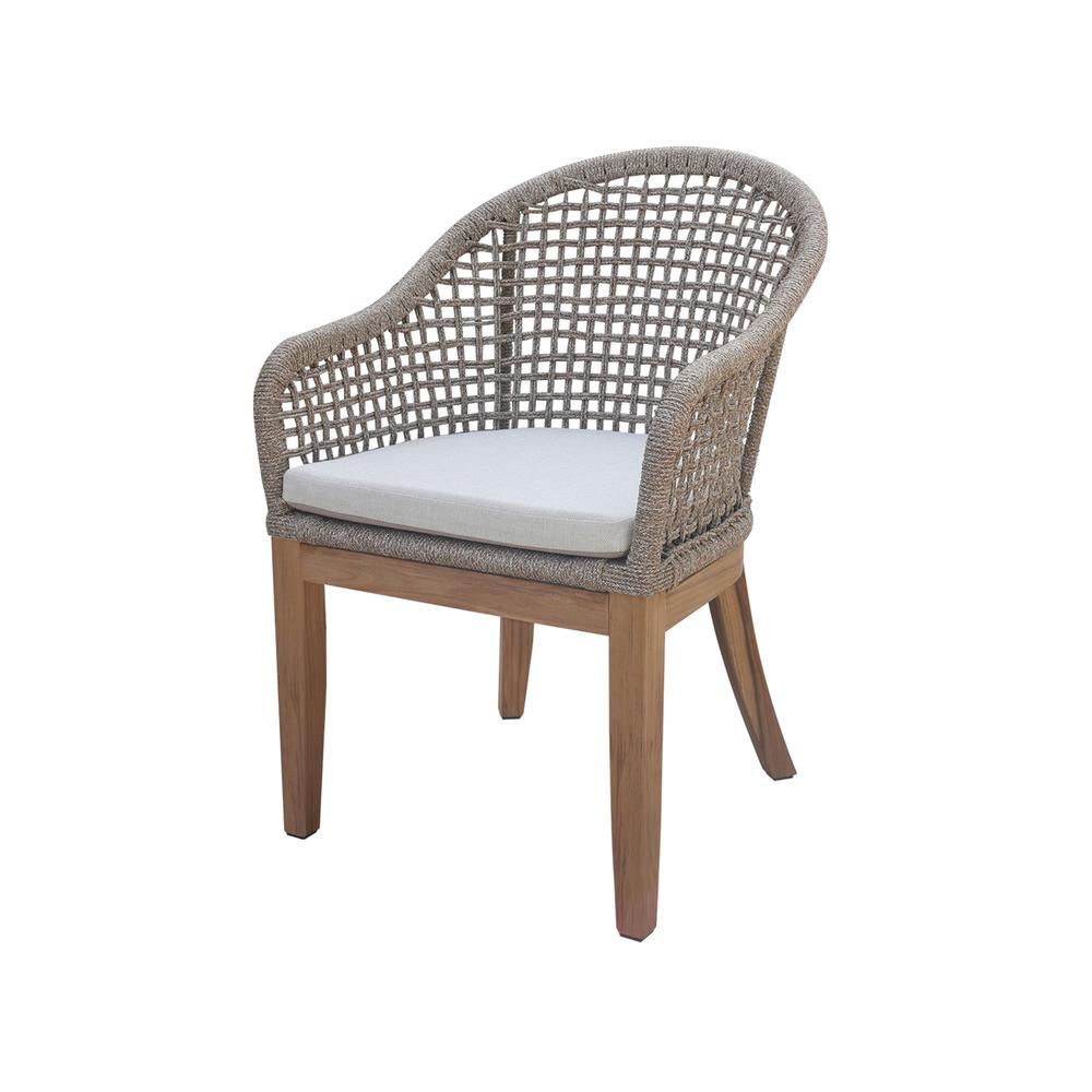 Outdoor 7 Piece Teak Patio Furniture Set with a Round Table and 6 Chairs. Picture 4