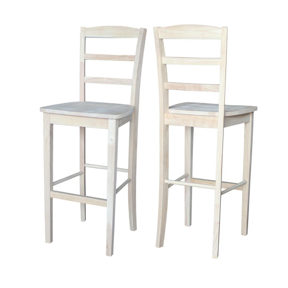 Madrid Bar height Stool - 30" Seat Height, Unfinished. Picture 7