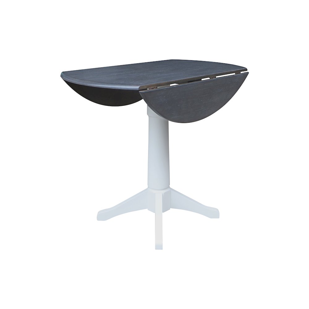 42" Round Dual Drop Leaf Pedestal Table,  36.3"H. Picture 3