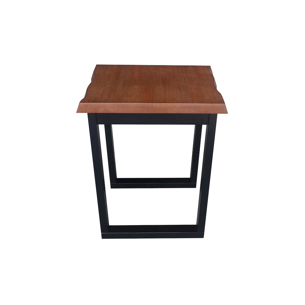 Live Edge Solid Wood End Table, Bourbon Oak/Black. Picture 3