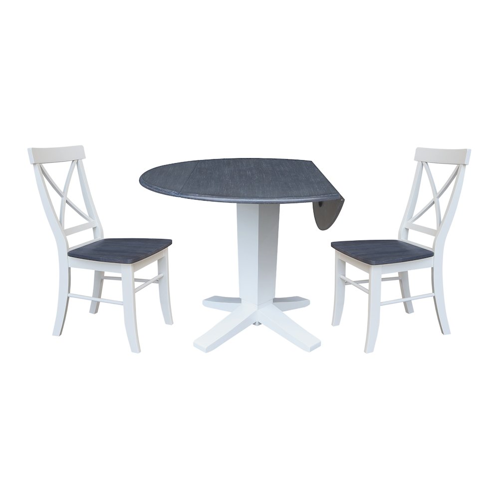 42" Round Drop Leaf Table with Two Dining Chairs. Picture 3