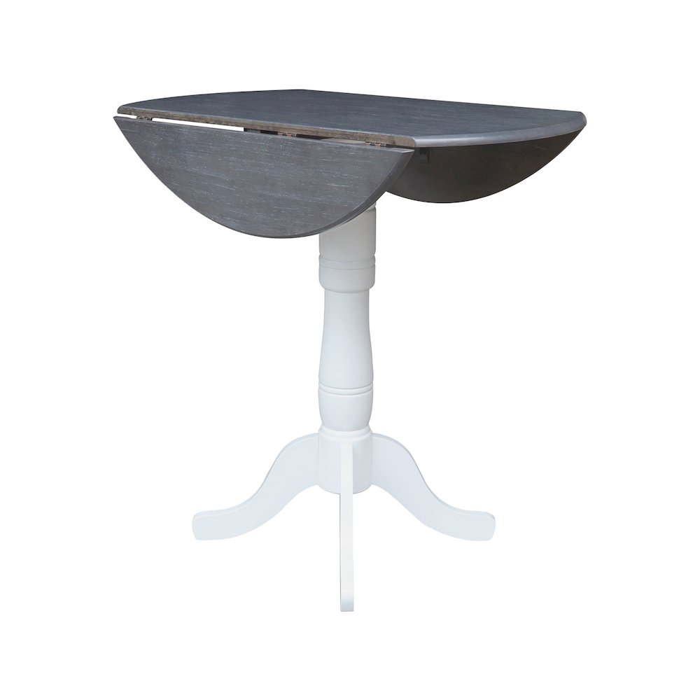 42" Round Dual Drop Leaf Pedestal Table - 41.5"H. Picture 4