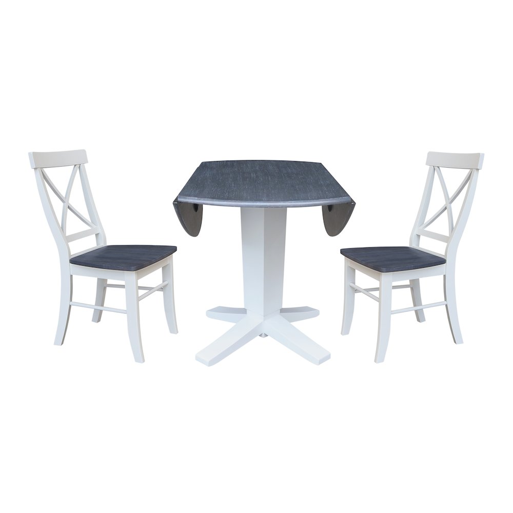 42" Round Drop Leaf Table with Two Dining Chairs. Picture 4