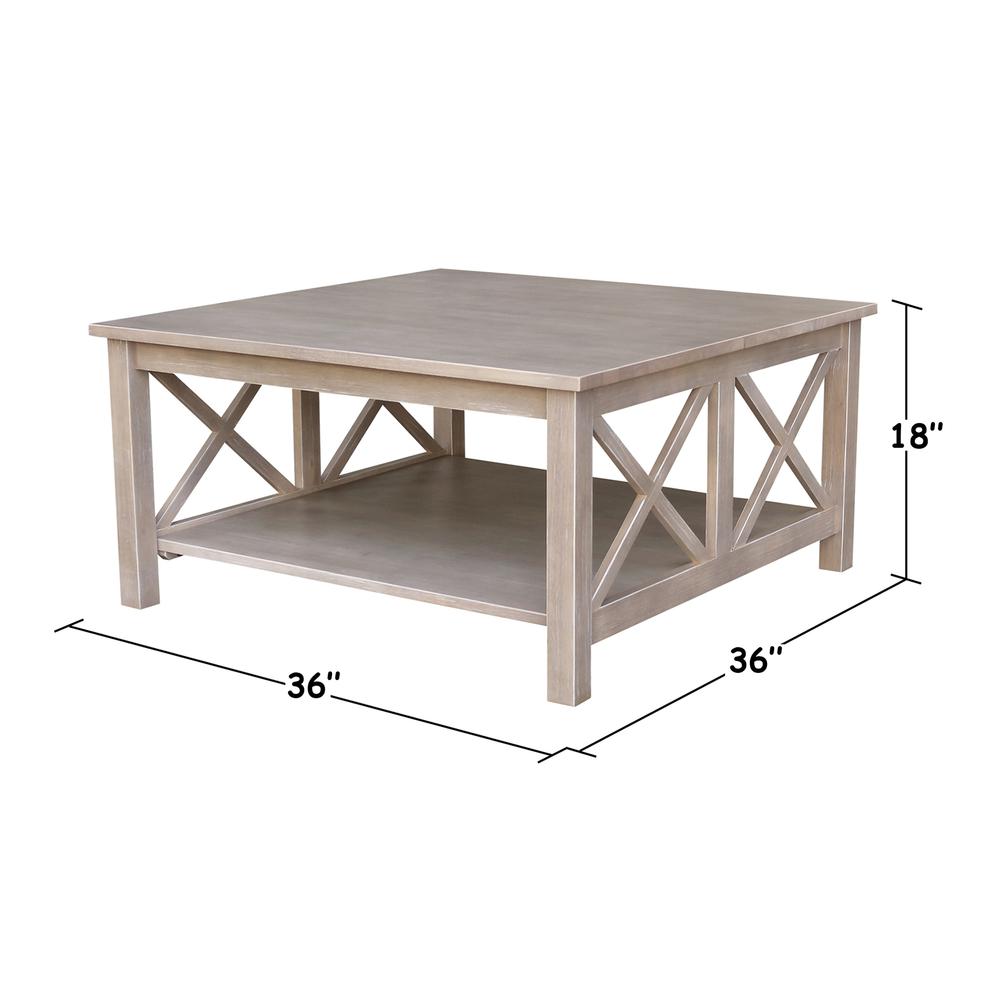 Hampton Square Coffee Table, Washed Gray Taupe. Picture 6