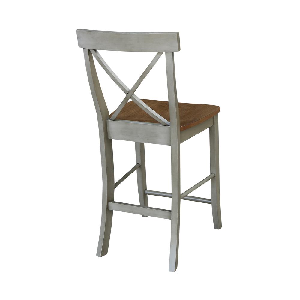 X-back Counterheight Stool - 24" Seat Height, Hickory/Stone. Picture 8
