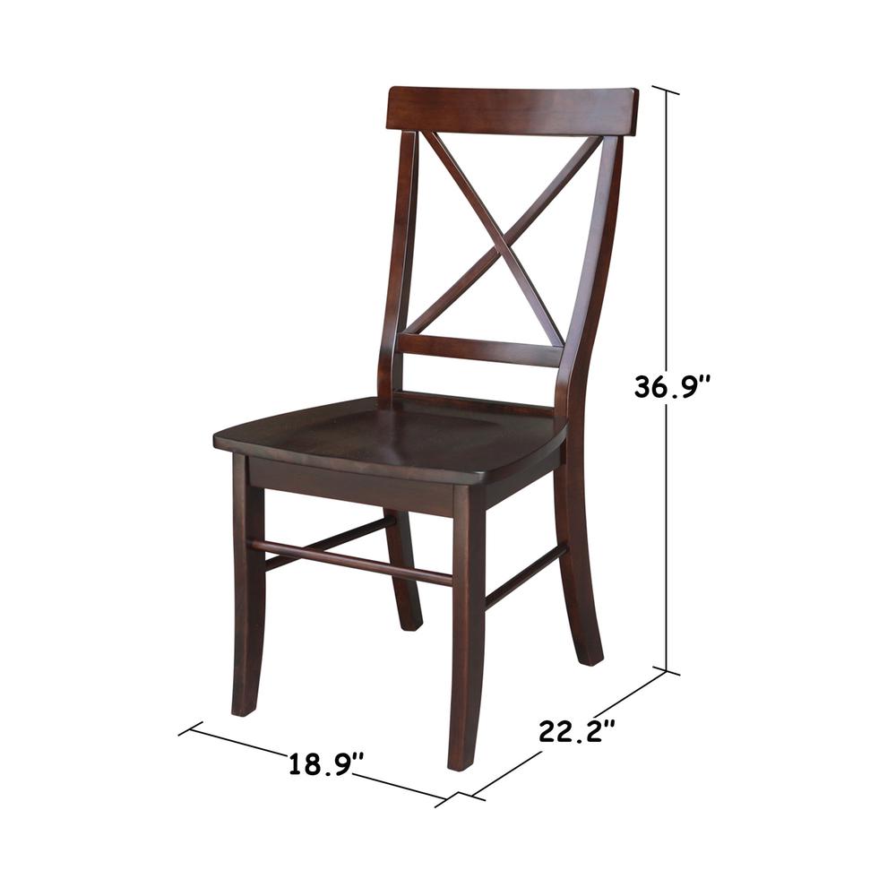 Set of Two X-Back Chairs  with Solid Wood Seats , Rich Mocha. Picture 9
