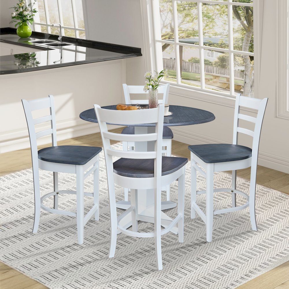 42" Round Drop Leaf Table with Four Stools. Picture 4
