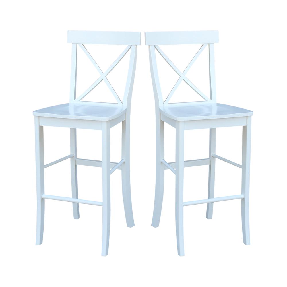 X-Back Bar height Stool - 30" Seat Height, White. Picture 4