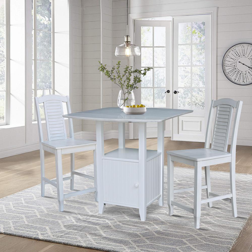 Dual Drop Leaf Bistro Table Counter Height With Storage, 2 Counter Height Stools. Picture 4