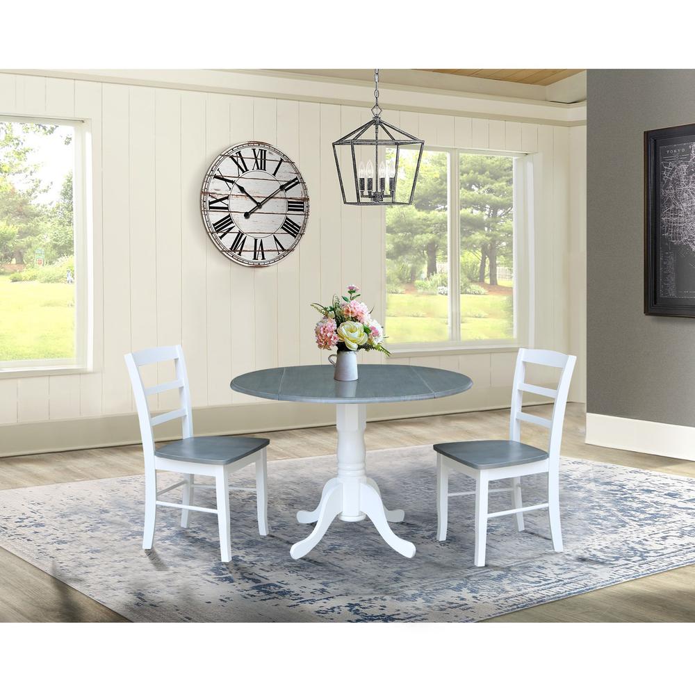 42" Dual Drop Leaf Dining Table with 2 Madrid Ladderback Chairs. Picture 4