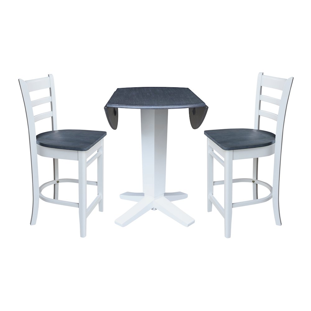 42" Round Drop Leaf Table with Two Stools. Picture 3
