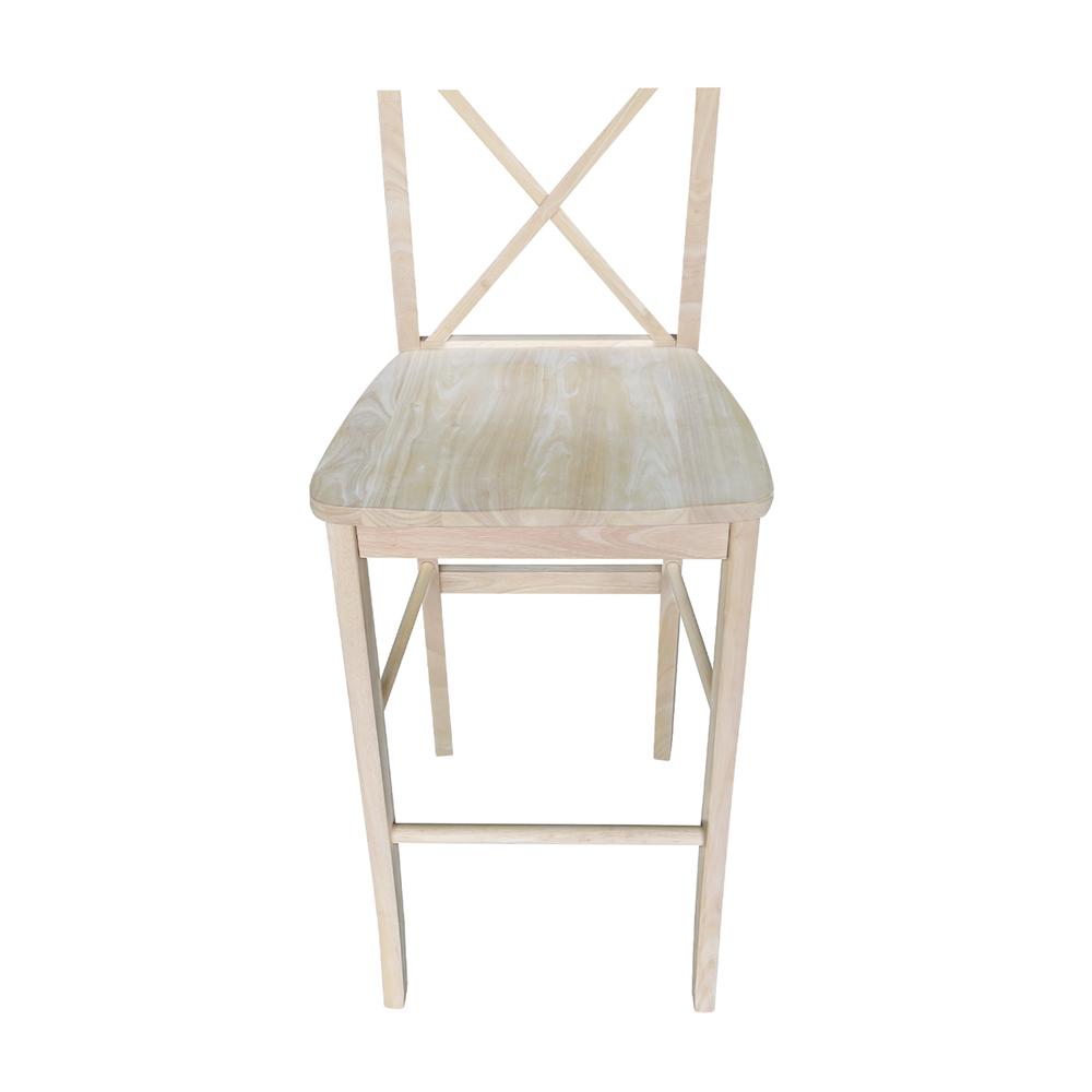 X-Back Stool - 30" Seat Height, Unfinished. Picture 3