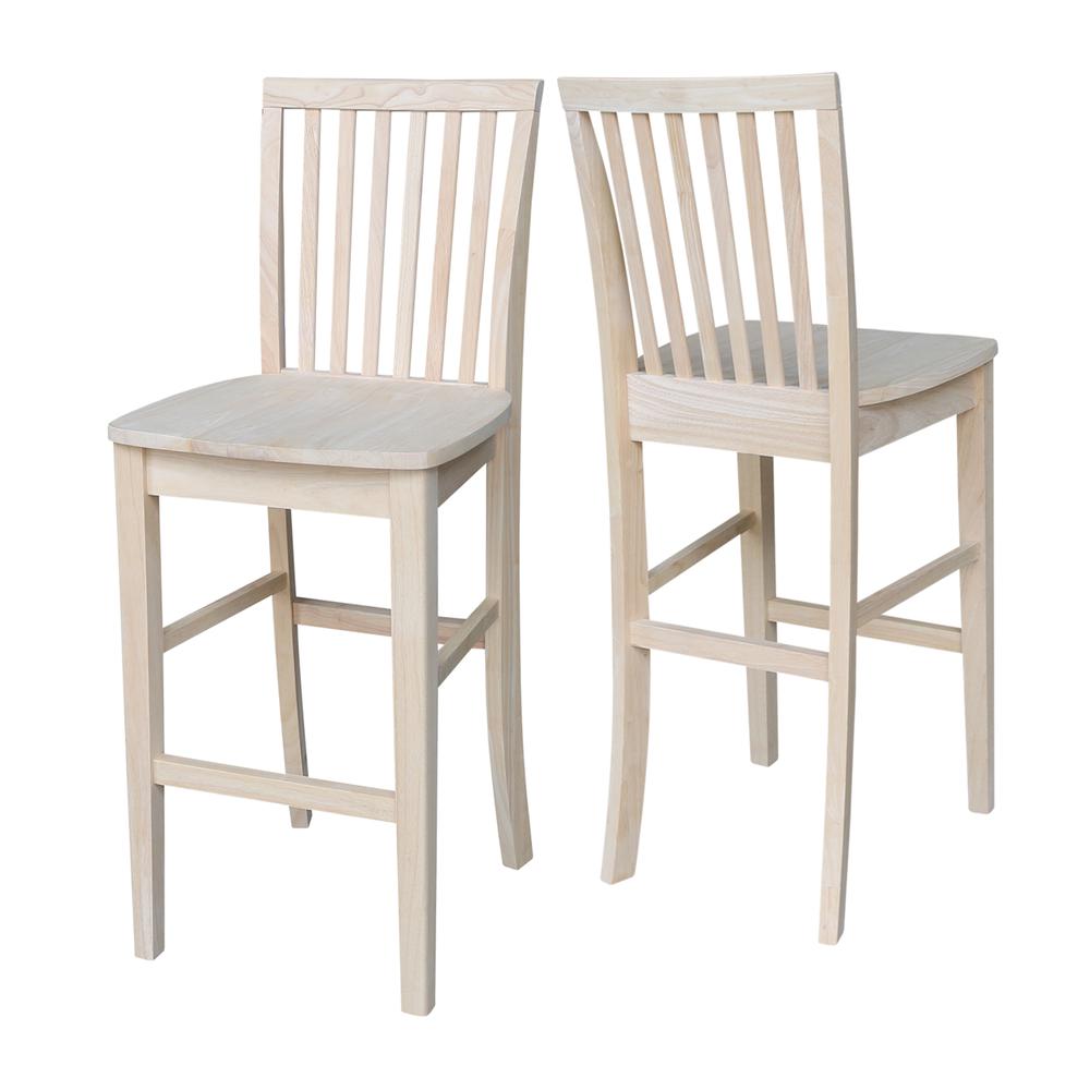 Mission Bar height Stool - 30" Seat Height , Unfinished. Picture 7