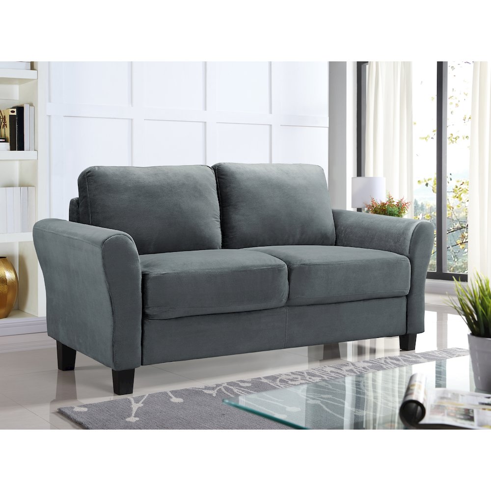 Westin Loveseat Rolled Arm Dark Grey. Picture 13