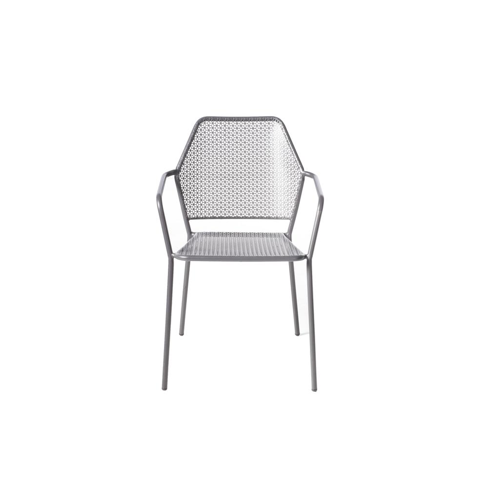 Martini 3 Piece Bistro Set in Pencil Point Finish with 27.5" Round Bistro Table and 2 Stackable Bistro Chairs. Picture 1
