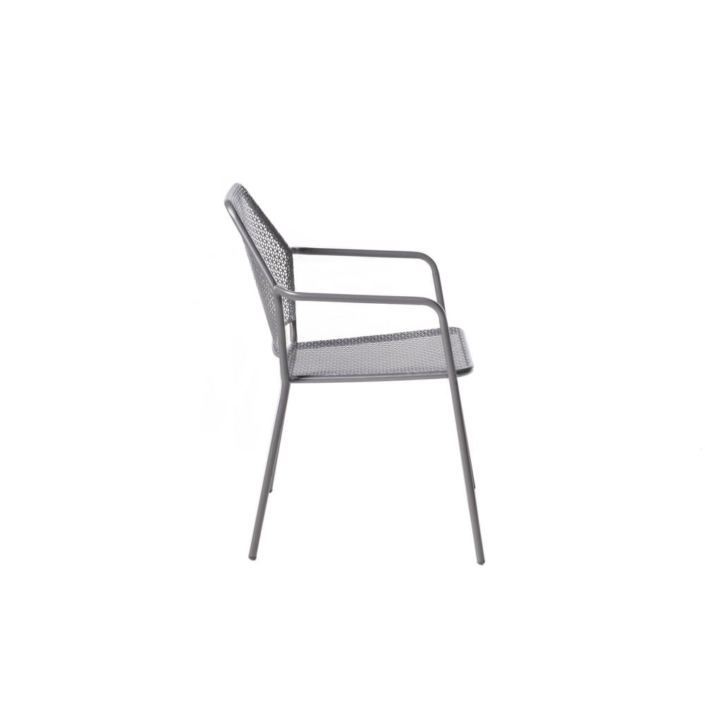 Martini 3 Piece Bistro Set in Pencil Point Finish with 27.5" Round Bistro Table and 2 Stackable Bistro Chairs. Picture 3
