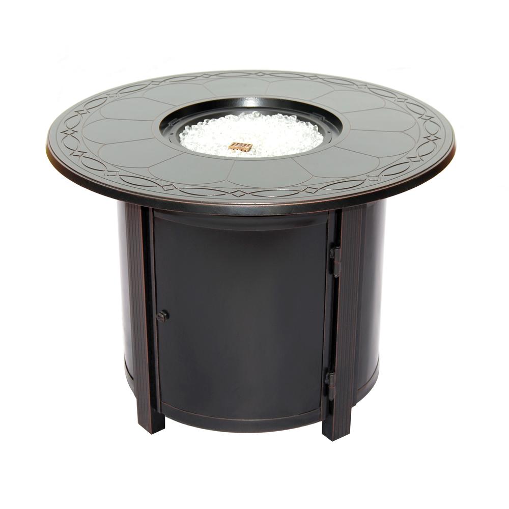 Hartwick 34" Round Gas Fire Pit Chat Table with Clear Glass Fire Beads. Picture 2