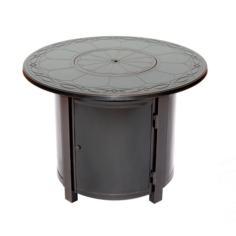 Hartwick 34" Round Gas Fire Pit Chat Table with Clear Glass Fire Beads. Picture 3