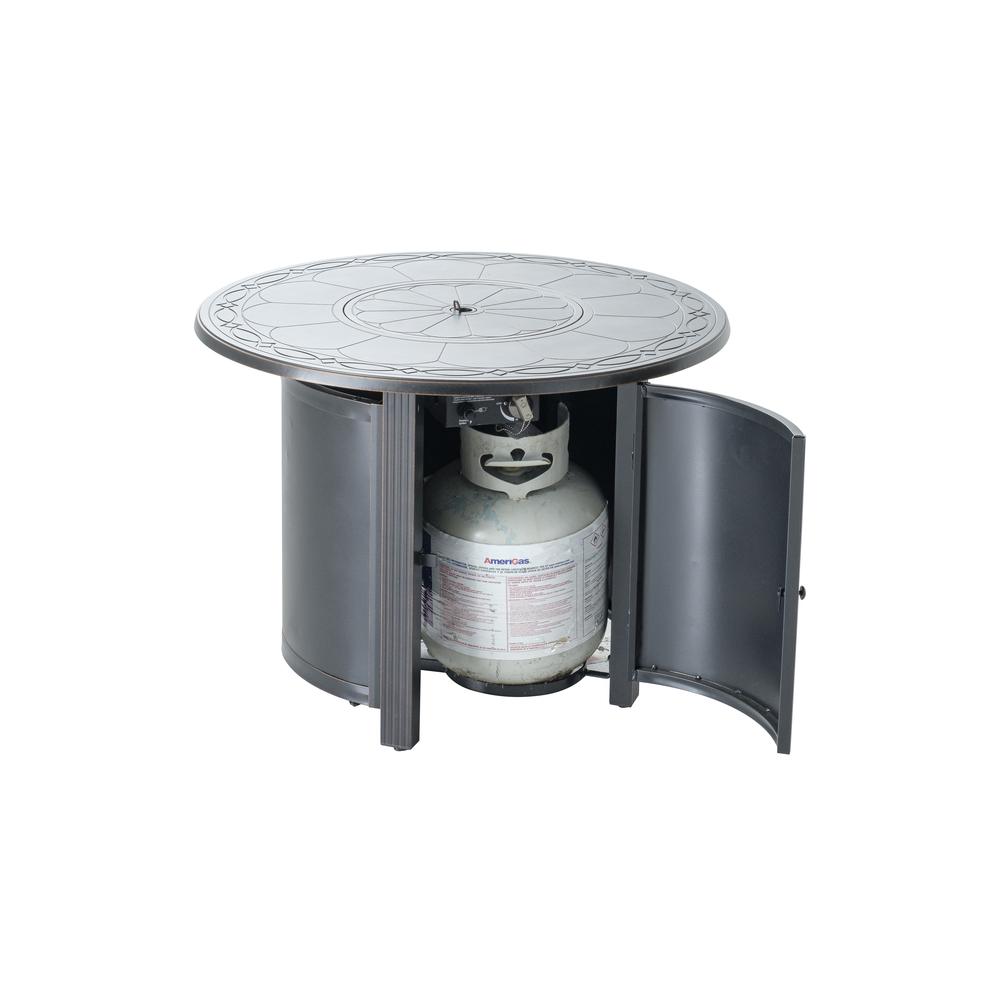 Hartwick 34" Round Gas Fire Pit Chat Table with Clear Glass Fire Beads. Picture 4