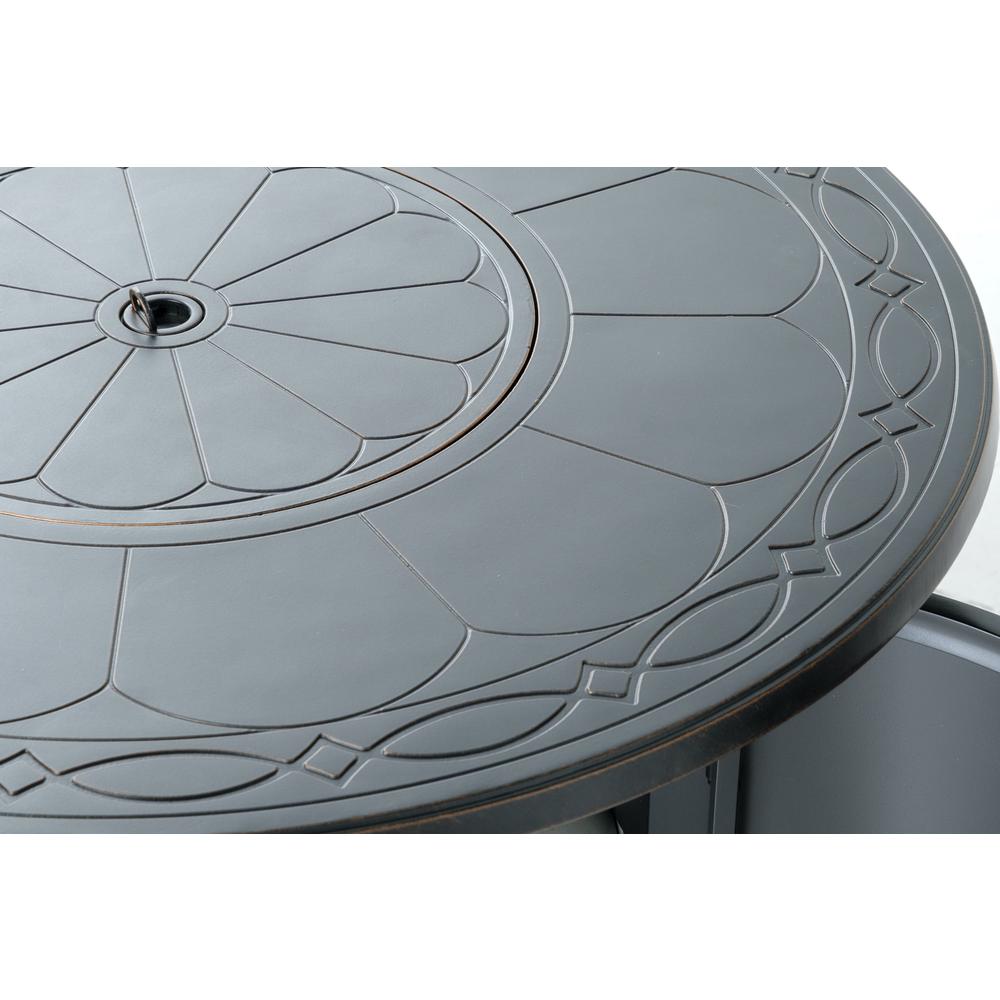 Hartwick 34" Round Gas Fire Pit Chat Table with Clear Glass Fire Beads. Picture 5