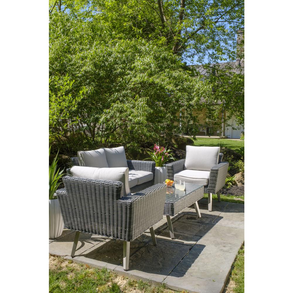 Castlewood All Weather Wicker 4 Piece Seating Group with Cushions. Picture 2