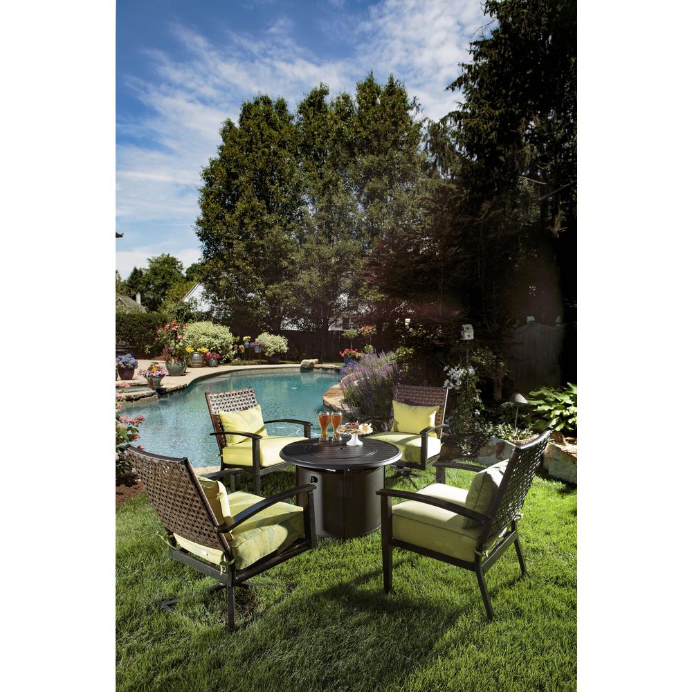 Bay Ridge 36" Round Gas Fire Pit/Chat Table with Glacier Ice Firebeads. Picture 1