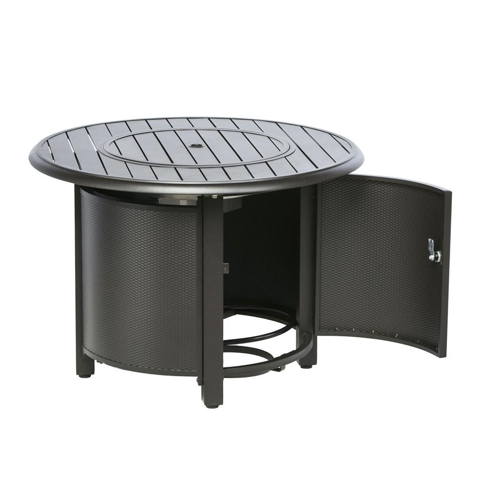 Bay Ridge 36" Round Gas Fire Pit/Chat Table with Glacier Ice Firebeads. Picture 6