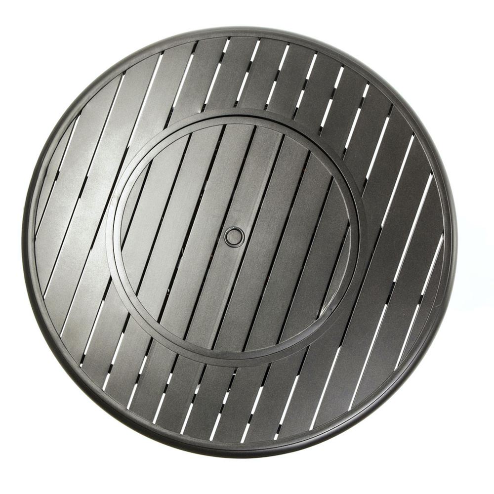 Bay Ridge 36" Round Gas Fire Pit/Chat Table with Glacier Ice Firebeads. Picture 7