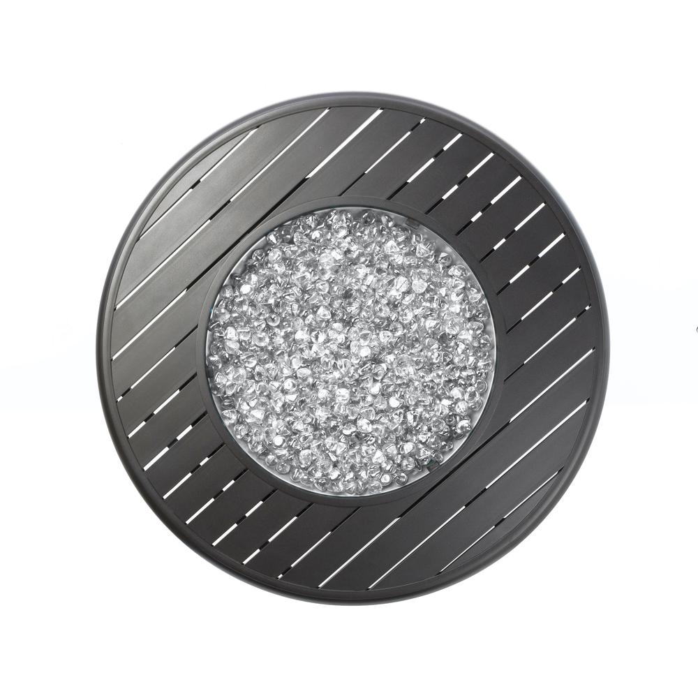 Bay Ridge 36" Round Gas Fire Pit/Chat Table with Glacier Ice Firebeads. Picture 8