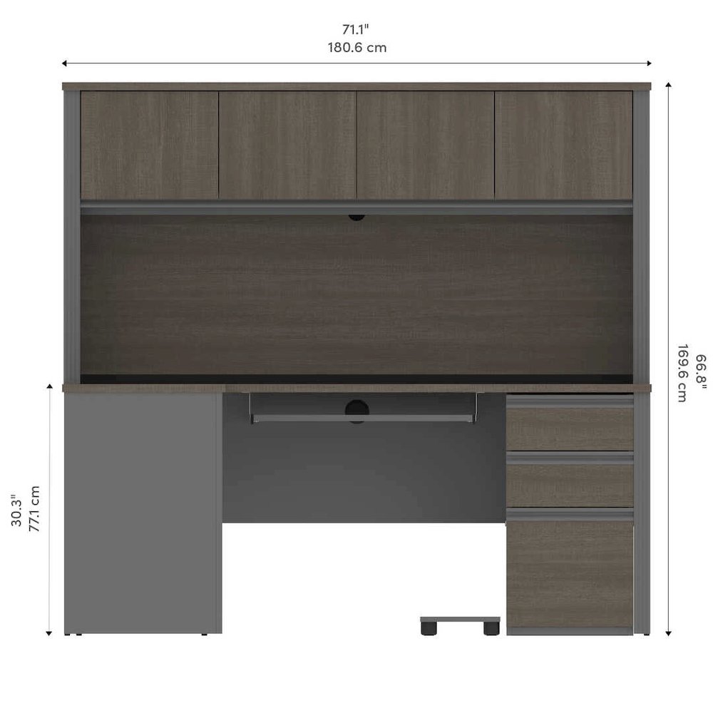 72W L-Shaped Desk with Pedestal and Hutch. Picture 9