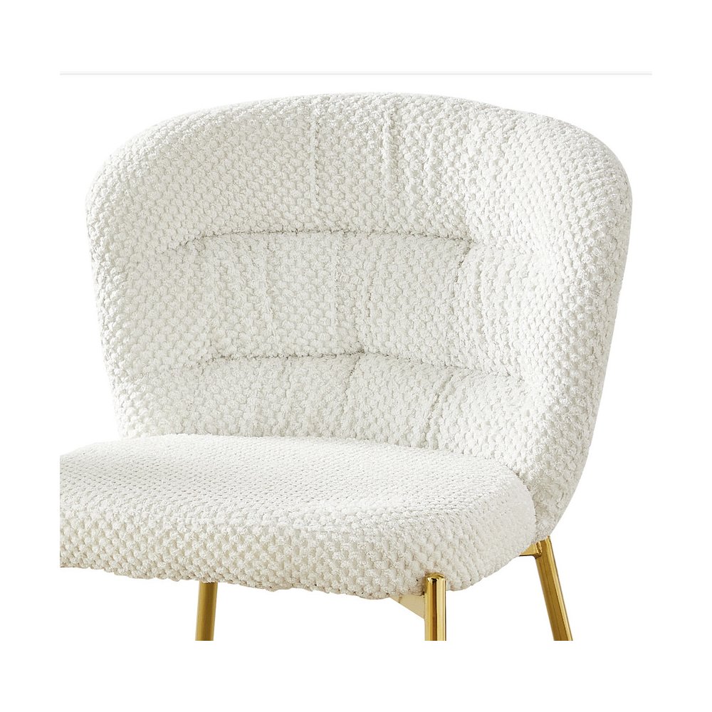 Cream Fluffy Fabric With Gold Chrome Base, Set Of 2. Picture 4
