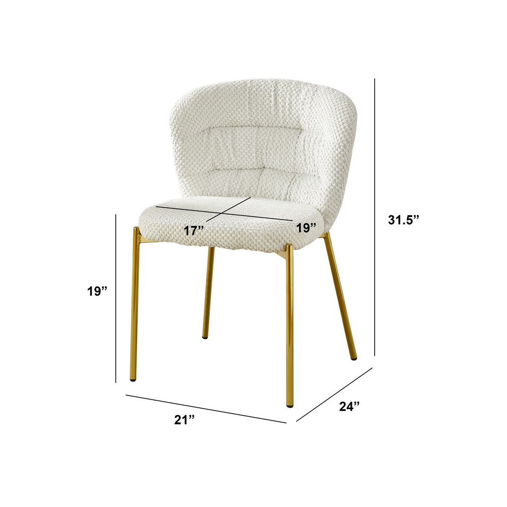 Cream Fluffy Fabric With Gold Chrome Base, Set Of 2. Picture 3