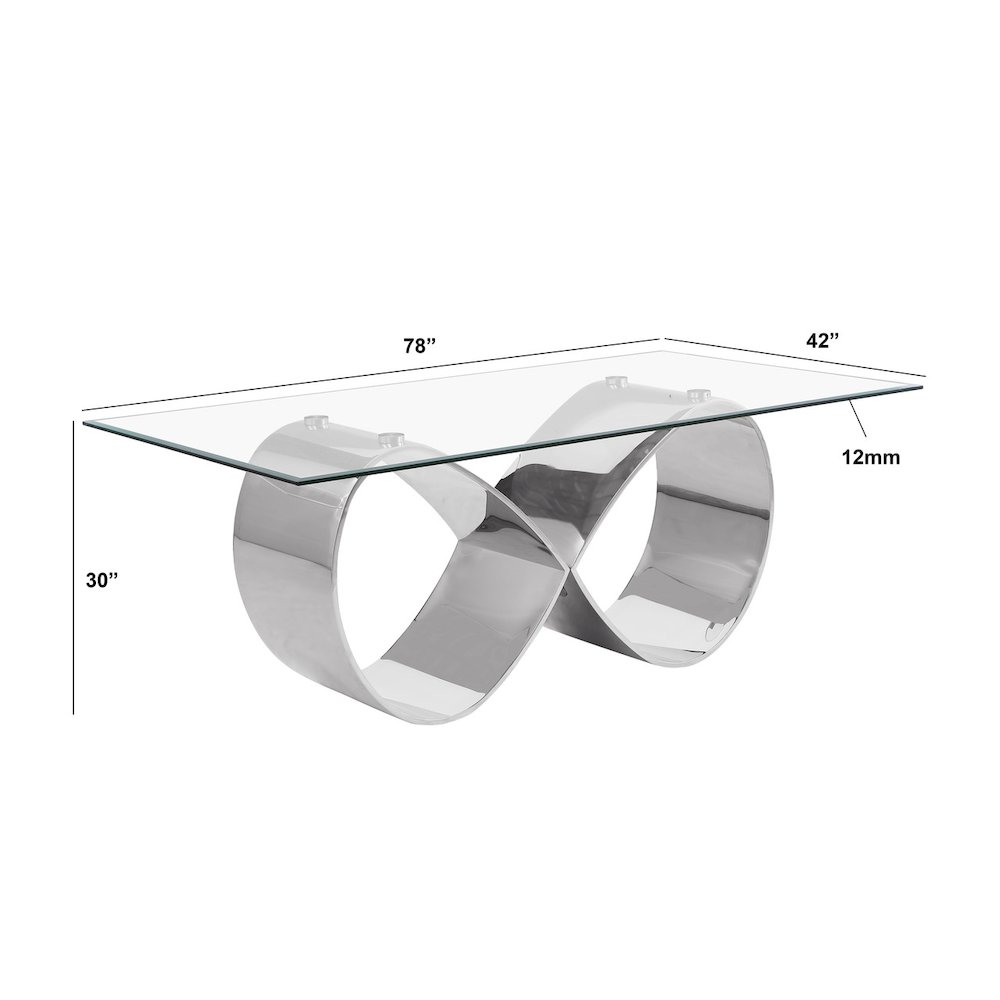 7Pc Tempered Glass Dining Set With 6 Cream Boucle Side Chairs And A Silver Base. Picture 2