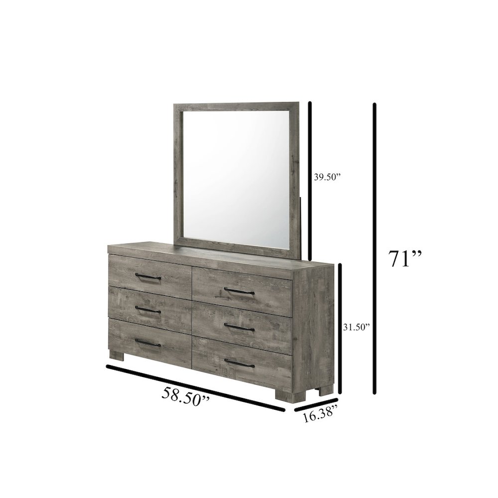 5Pc Modern Eastern King Size Panel Bedroom Set In Antique Gray Color. Picture 4